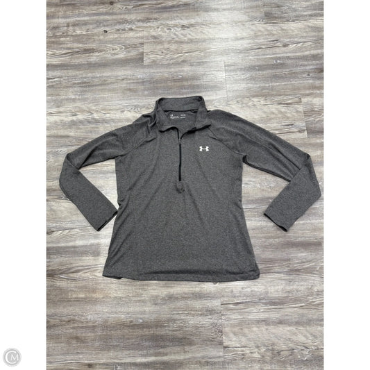 Athletic Top Long Sleeve Collar By Under Armour In Grey, Size: L