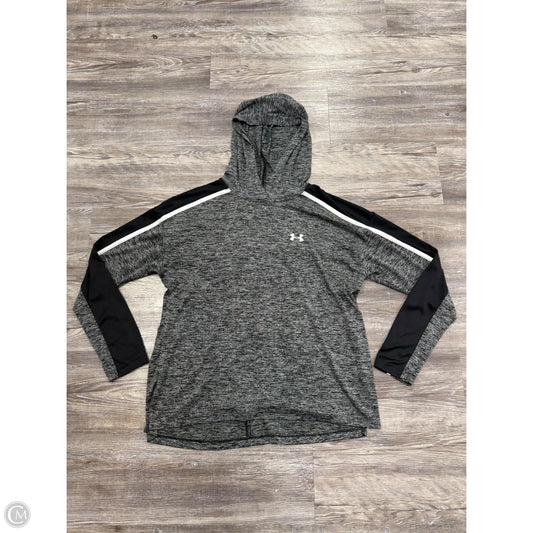 Athletic Top Long Sleeve Hoodie By Under Armour In Black & Grey, Size: M