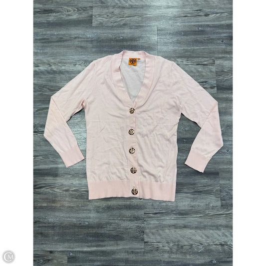 Sweater Cardigan Designer By Tory Burch In Pink, Size: L