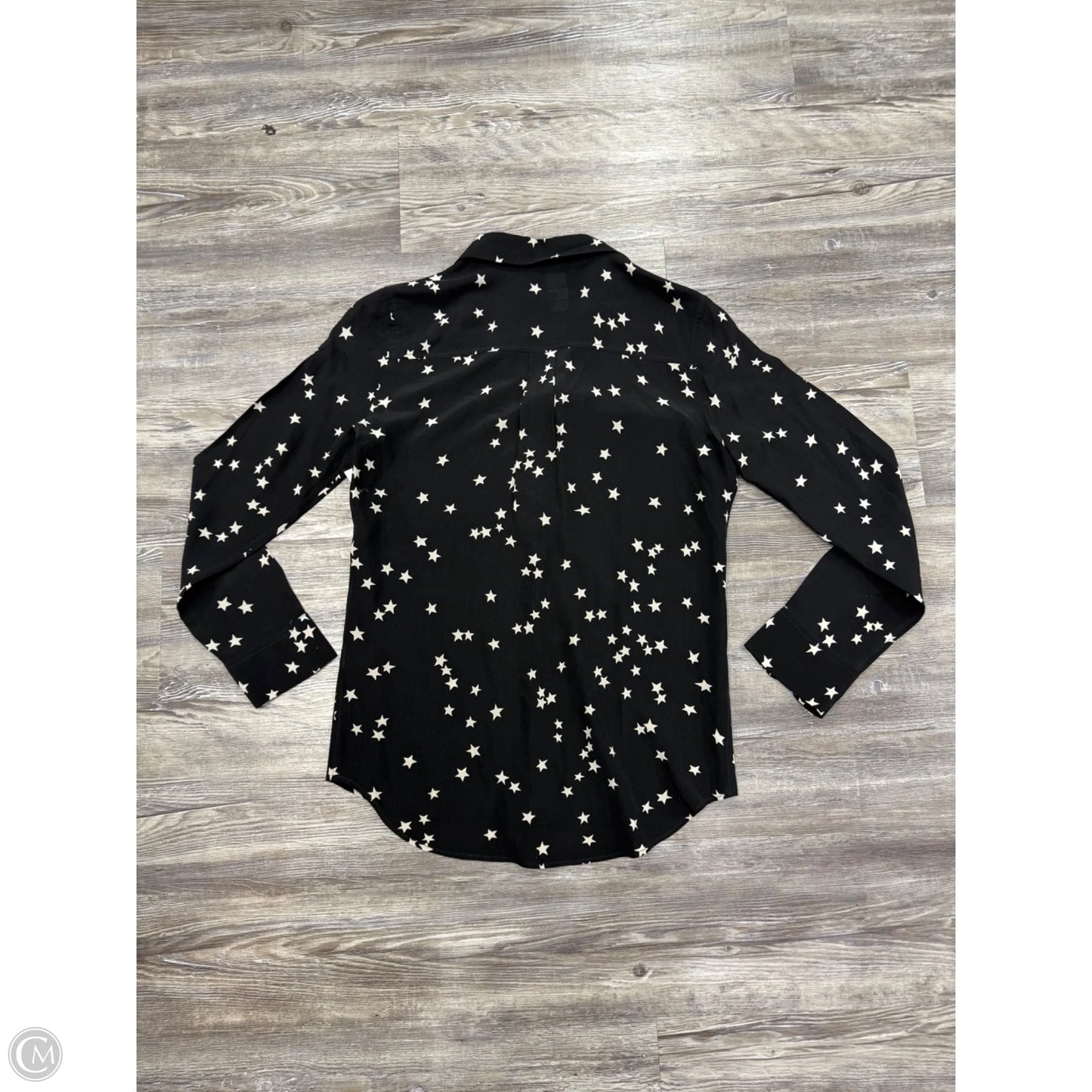 Top Long Sleeve By Equipment In Black & White, Size: Xs