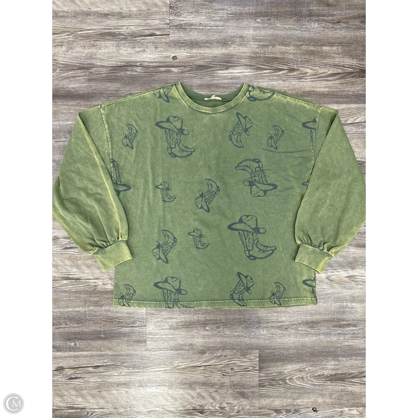 Top Long Sleeve By Easel In Green, Size: M