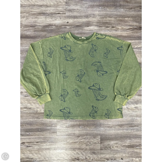 Top Long Sleeve By Easel In Green, Size: M