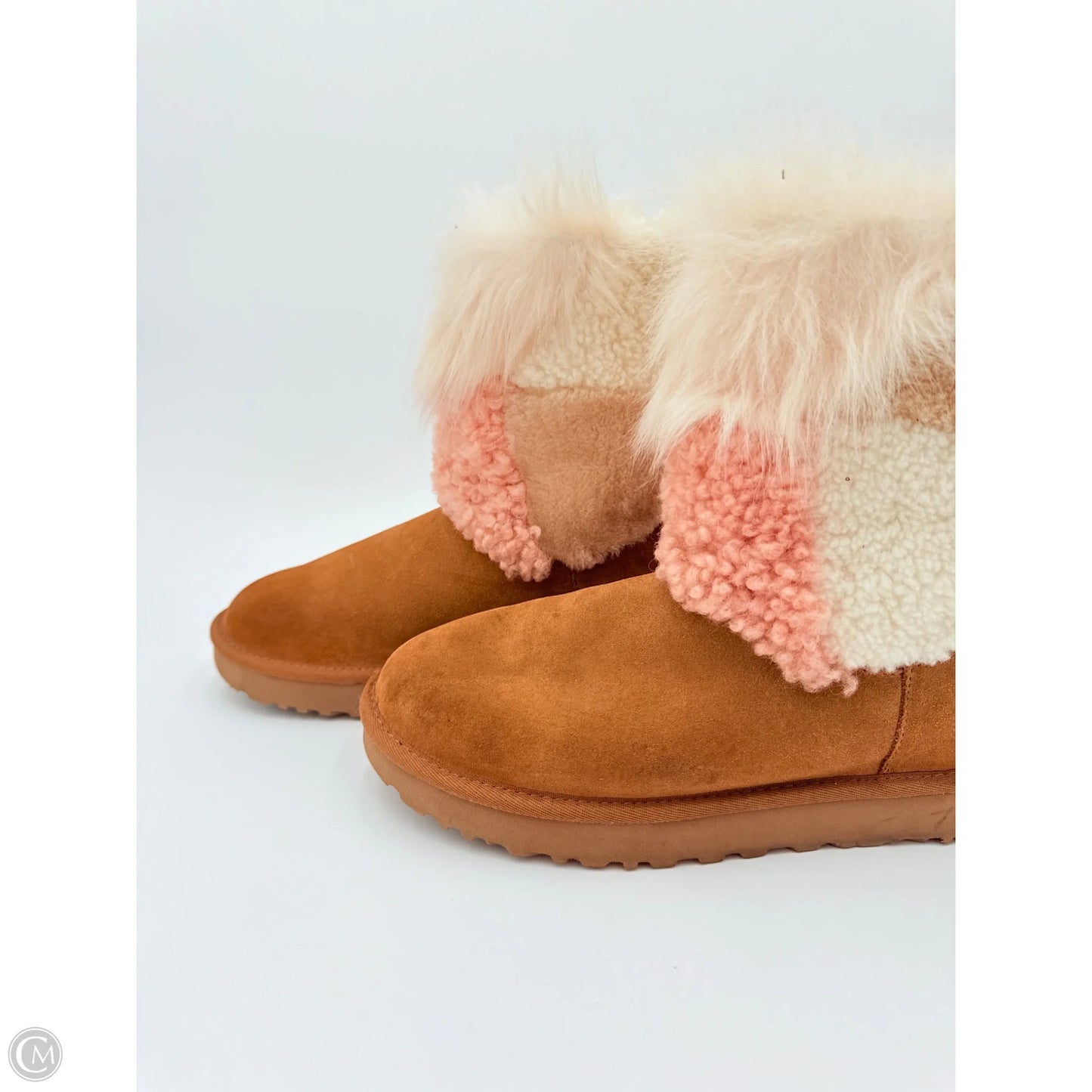 Boots Designer By Ugg In Pink & Tan, Size: 9