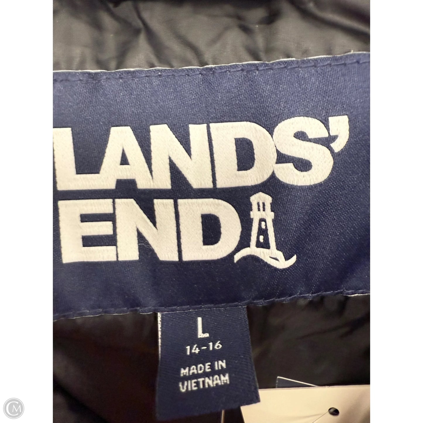 Jacket Puffer & Quilted By Lands End In Black, Size: L