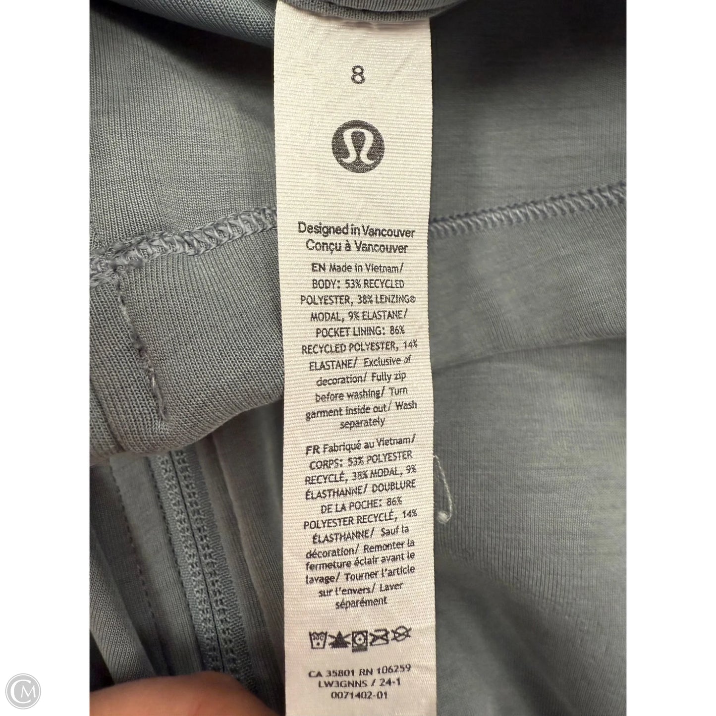 Athletic Jacket By Lululemon In Blue & Grey, Size: 8