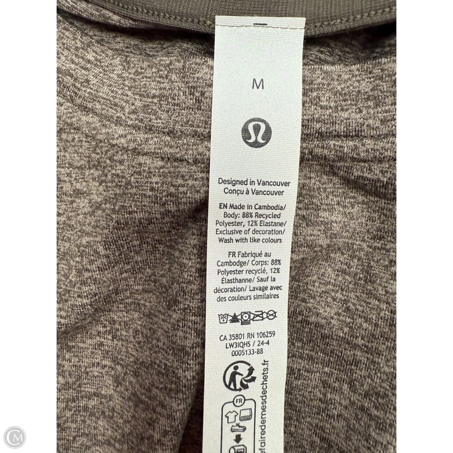 Athletic Top Long Sleeve Crewneck By Lululemon In Brown & Cream, Size: M