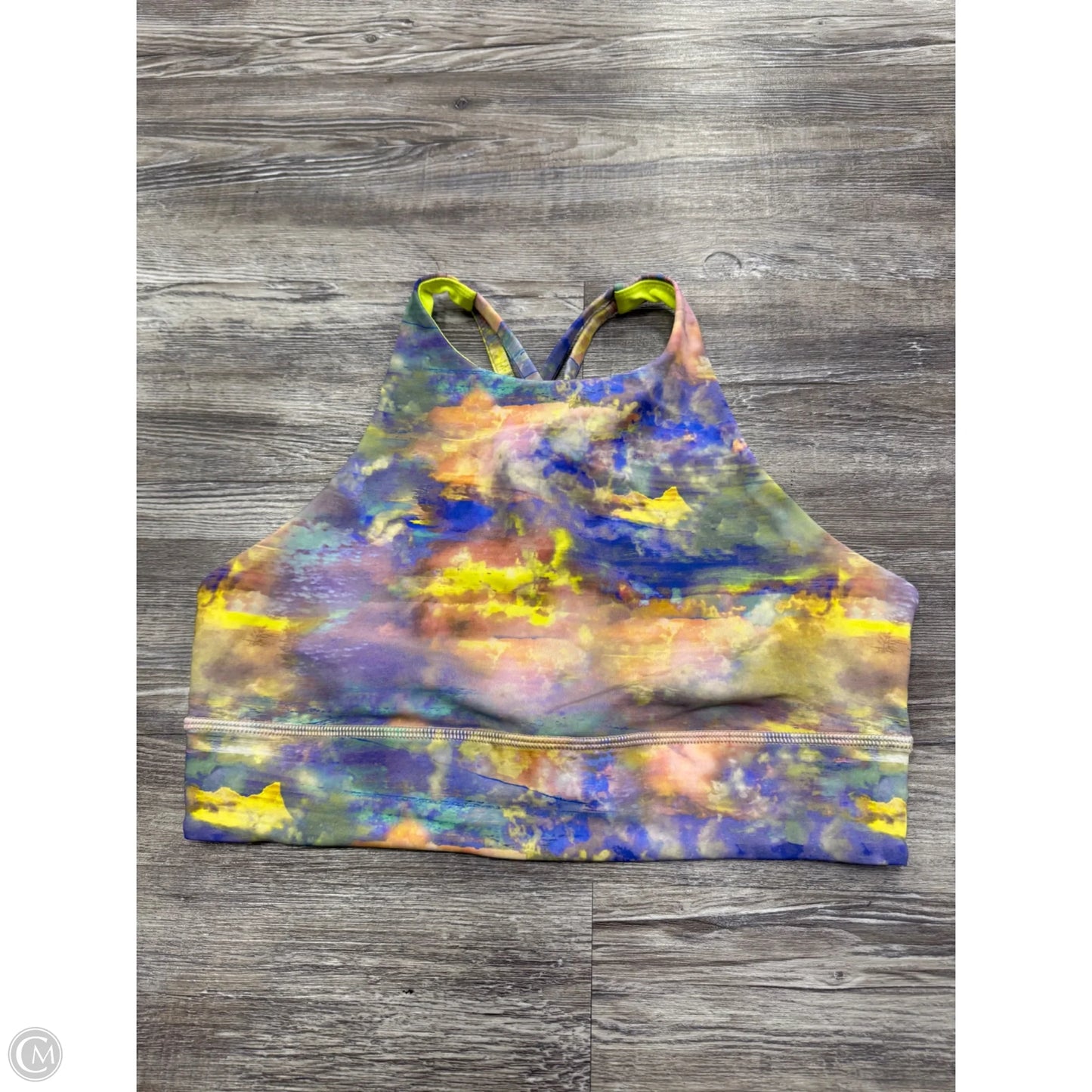 Athletic Bra By Lululemon In Blue & Yellow, Size: 10