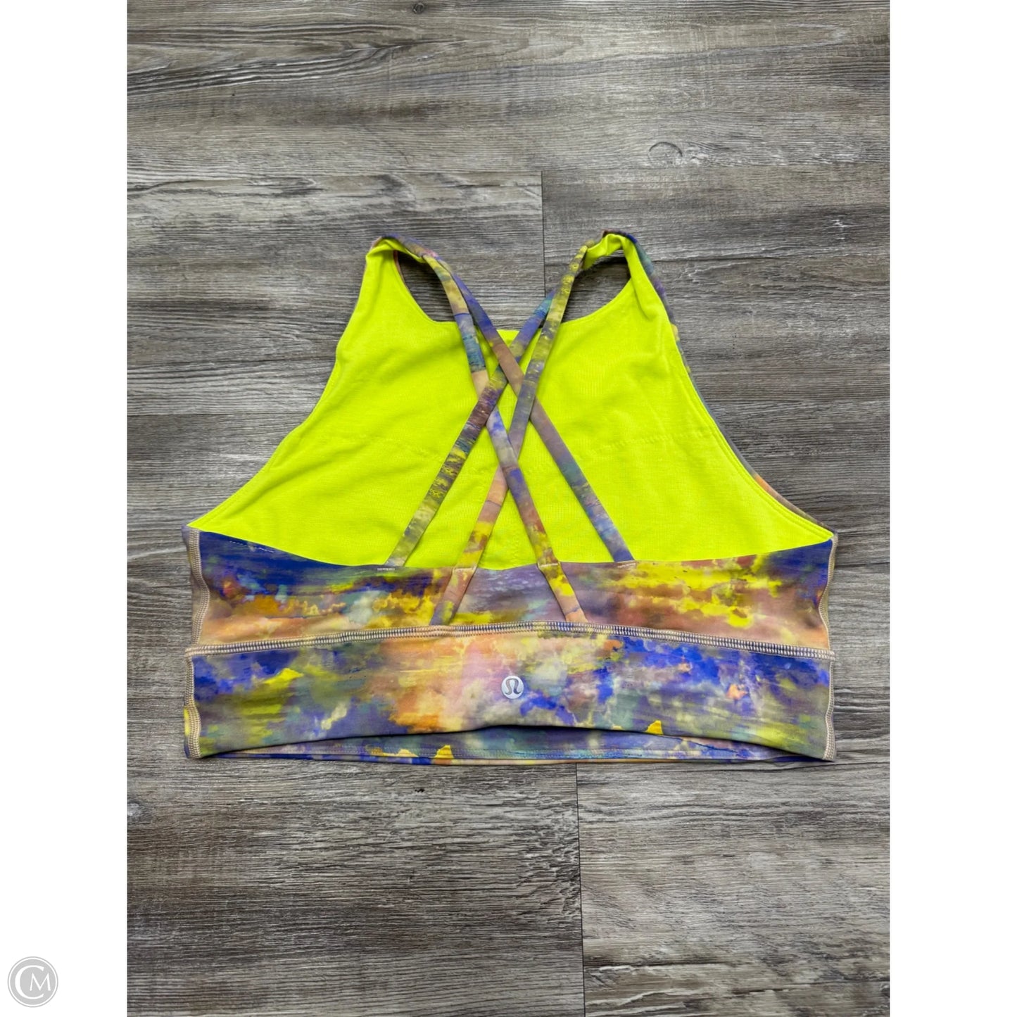 Athletic Bra By Lululemon In Blue & Yellow, Size: 10