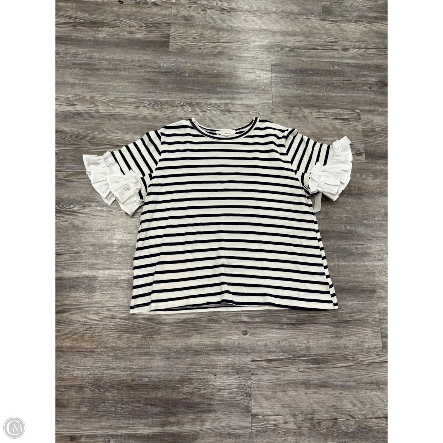 Top Short Sleeve By Clu Roo In Blue & Cream, Size: Xs