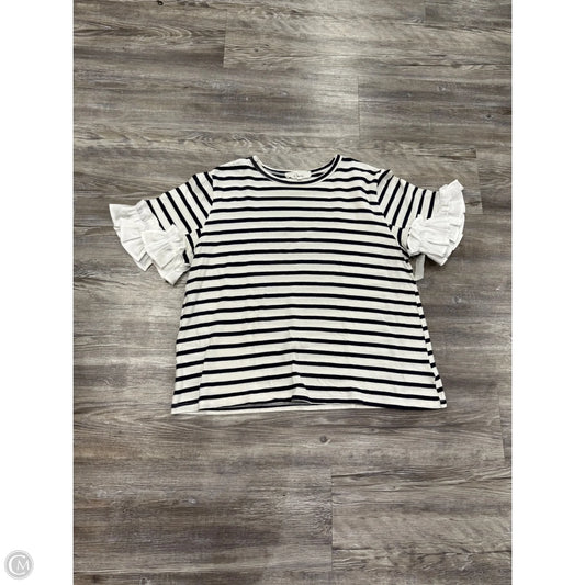 Top Short Sleeve By Clu Roo In Blue & Cream, Size: Xs