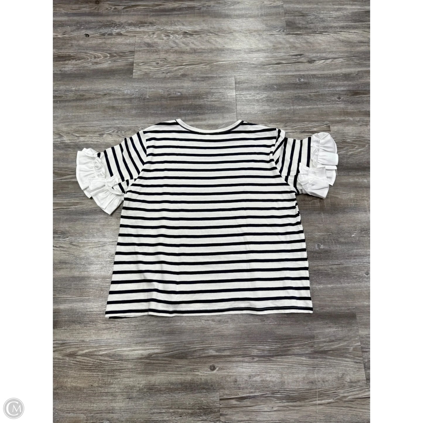 Top Short Sleeve By Clu Roo In Blue & Cream, Size: Xs