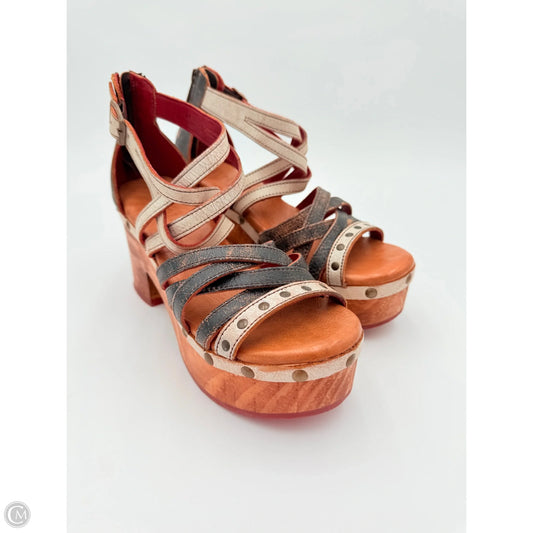 Sandals Heels Platform By Bed Stu In Brown & Red, Size: 8
