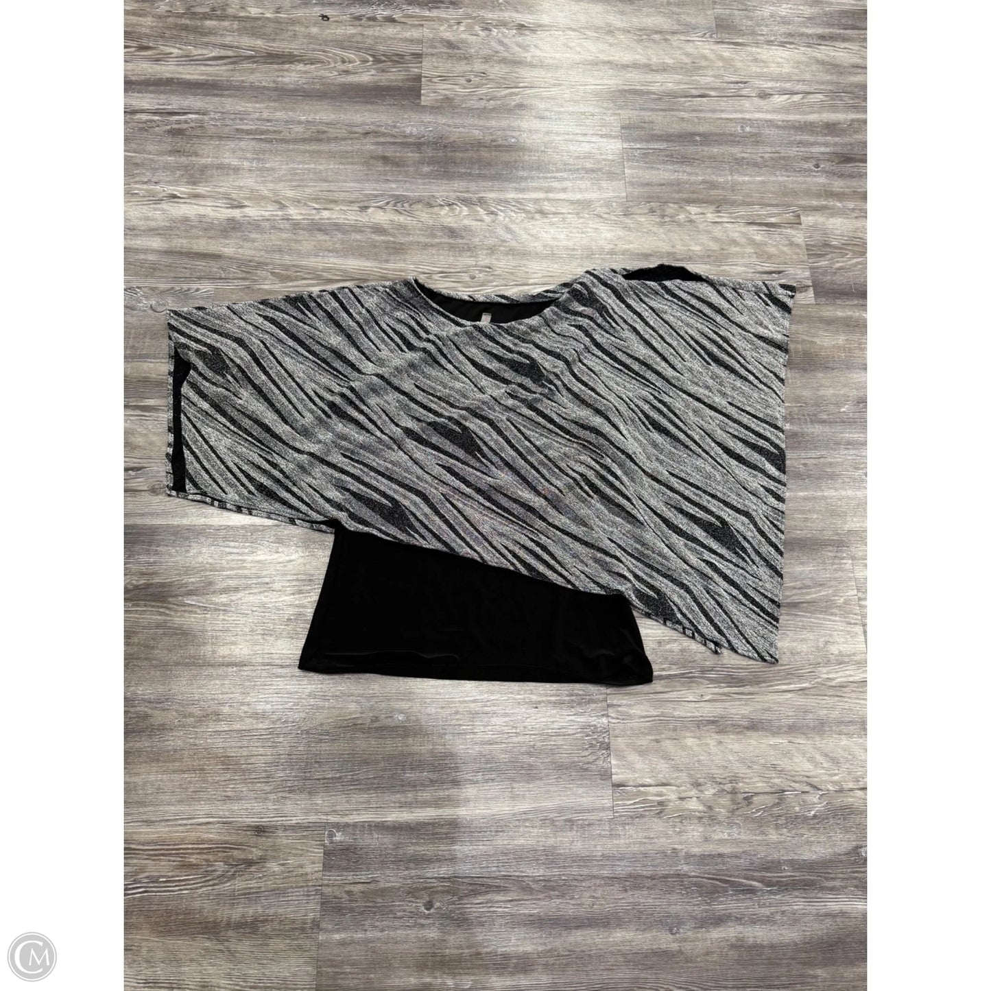 Top Short Sleeve By Last Tango In Black & Silver, Size: S
