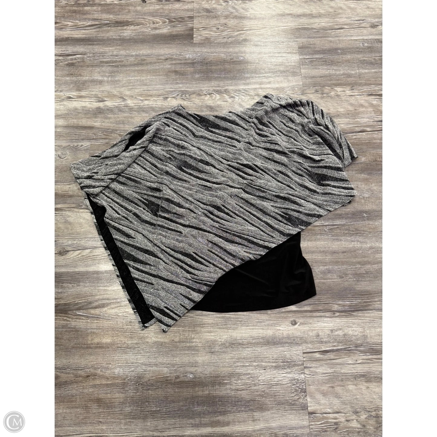 Top Short Sleeve By Last Tango In Black & Silver, Size: S
