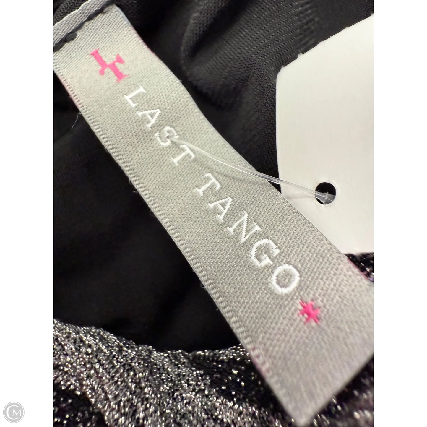 Top Short Sleeve By Last Tango In Black & Silver, Size: S
