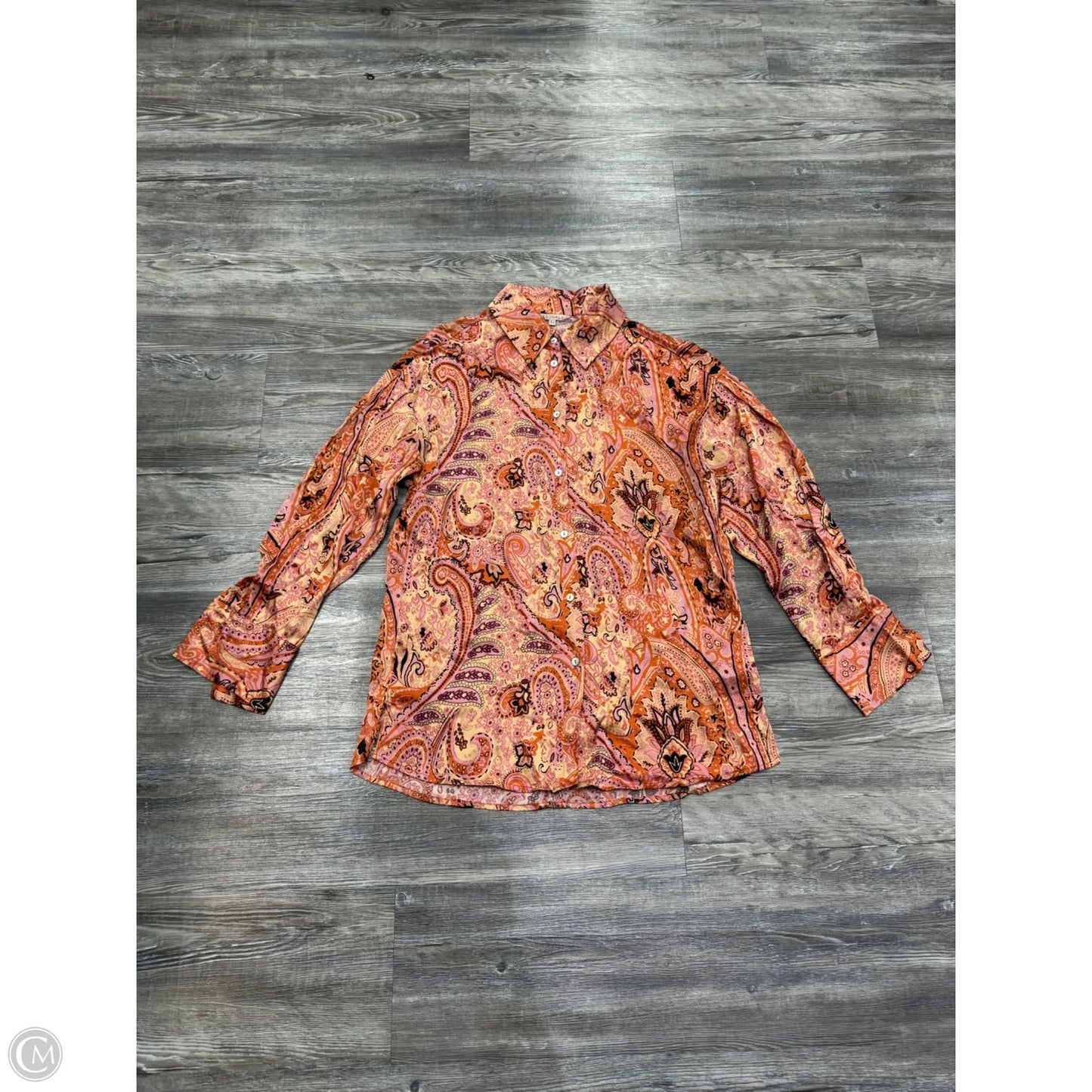 Top Long Sleeve By Esqualo In Orange & Pink, Size: S