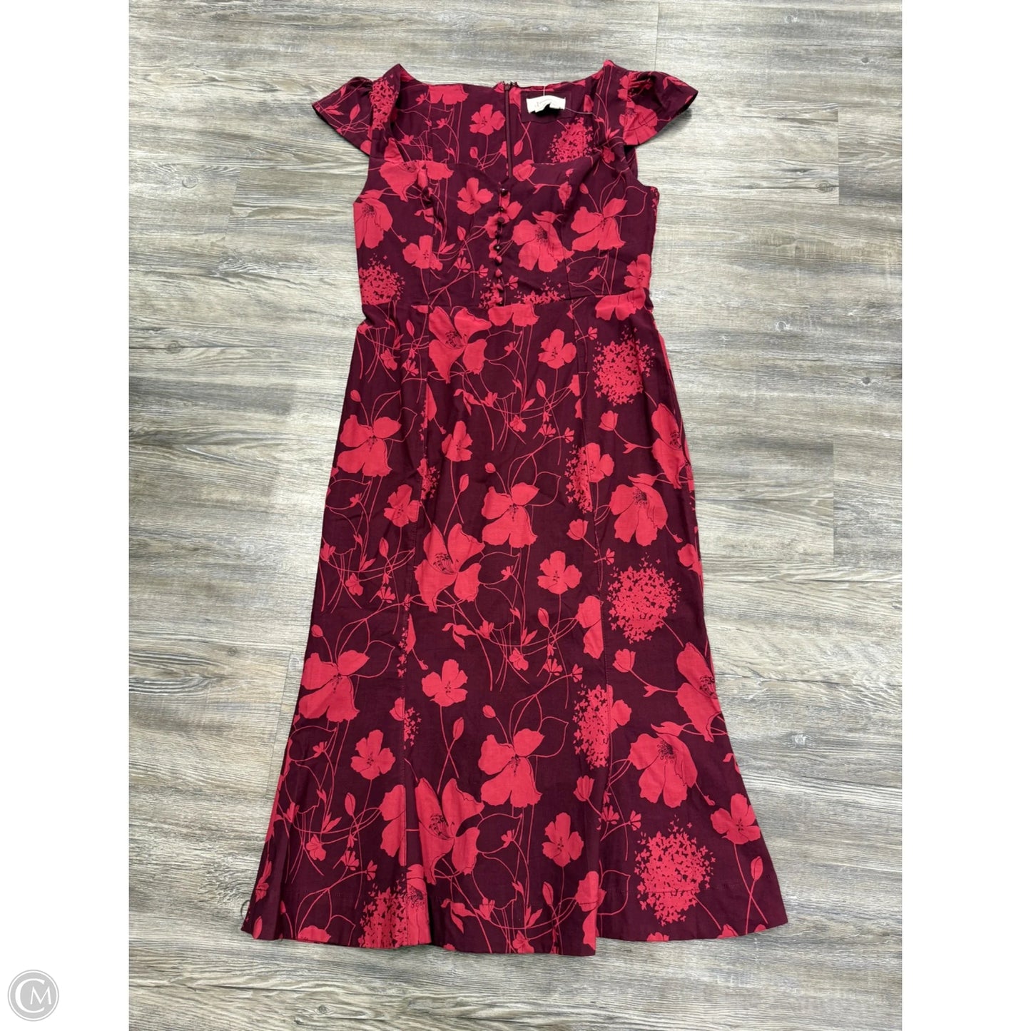 Dress Party Midi By Anthropologie In Pink & Purple, Size: L