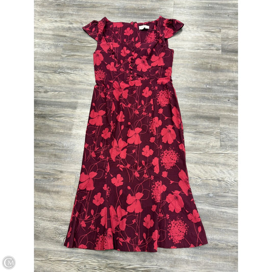 Dress Party Midi By Anthropologie In Pink & Purple, Size: L