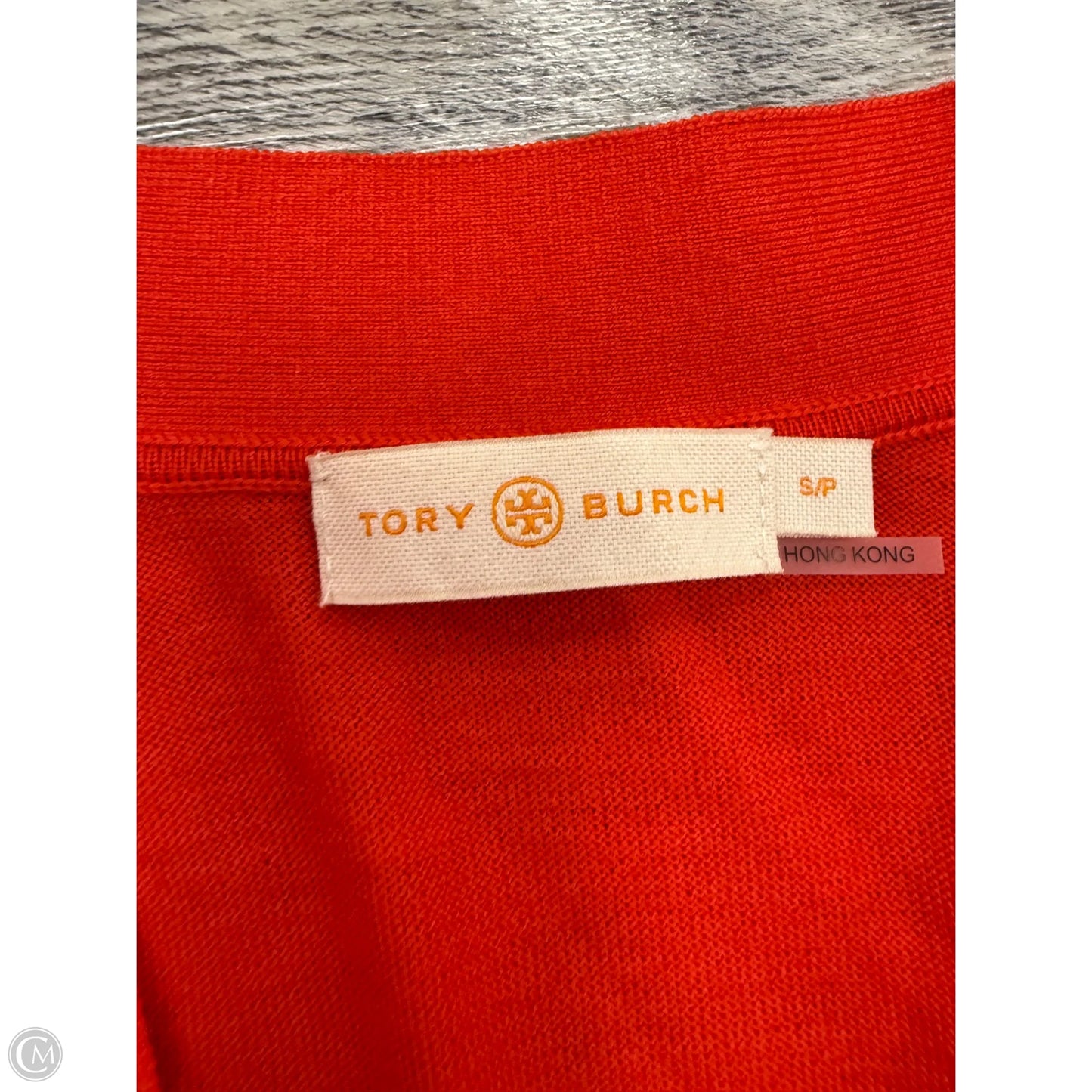 Sweater Cardigan Designer By Tory Burch In Red, Size: S