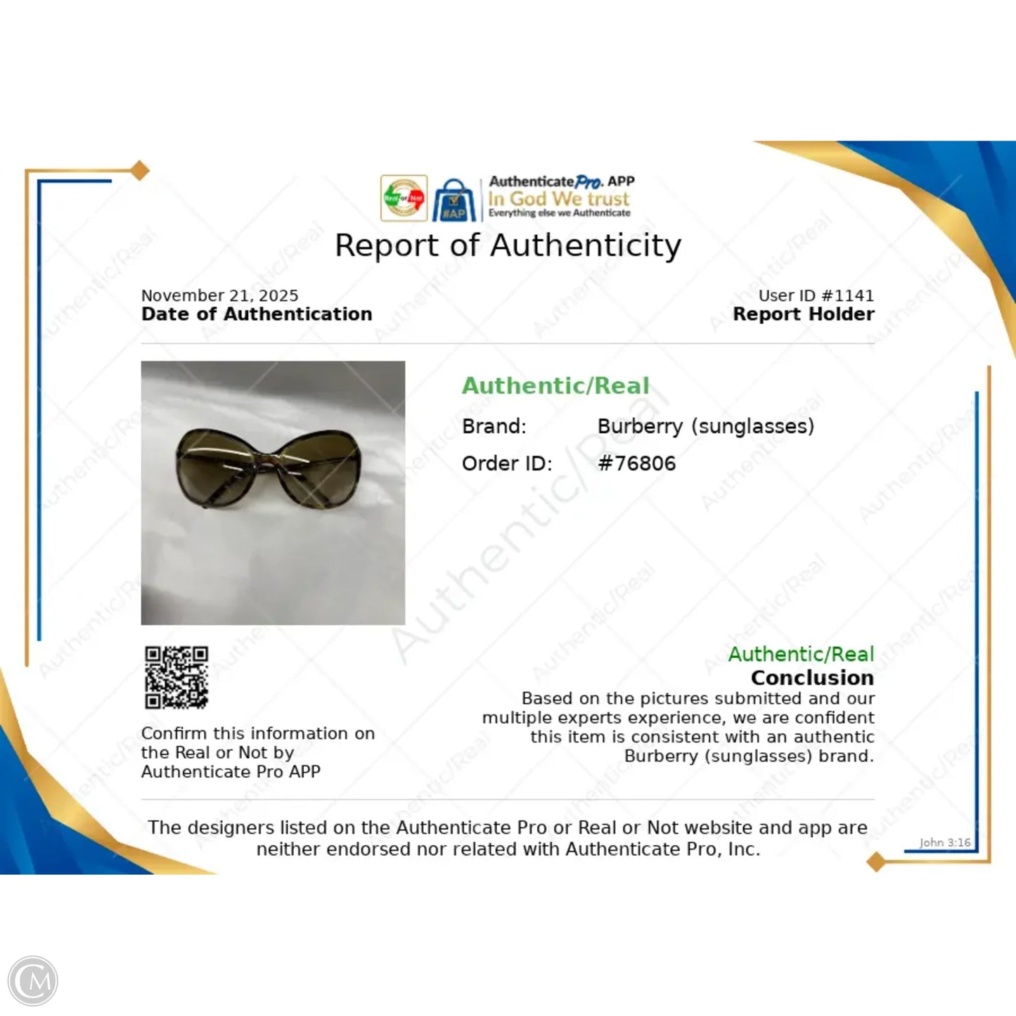 Sunglasses Luxury Designer By Burberry