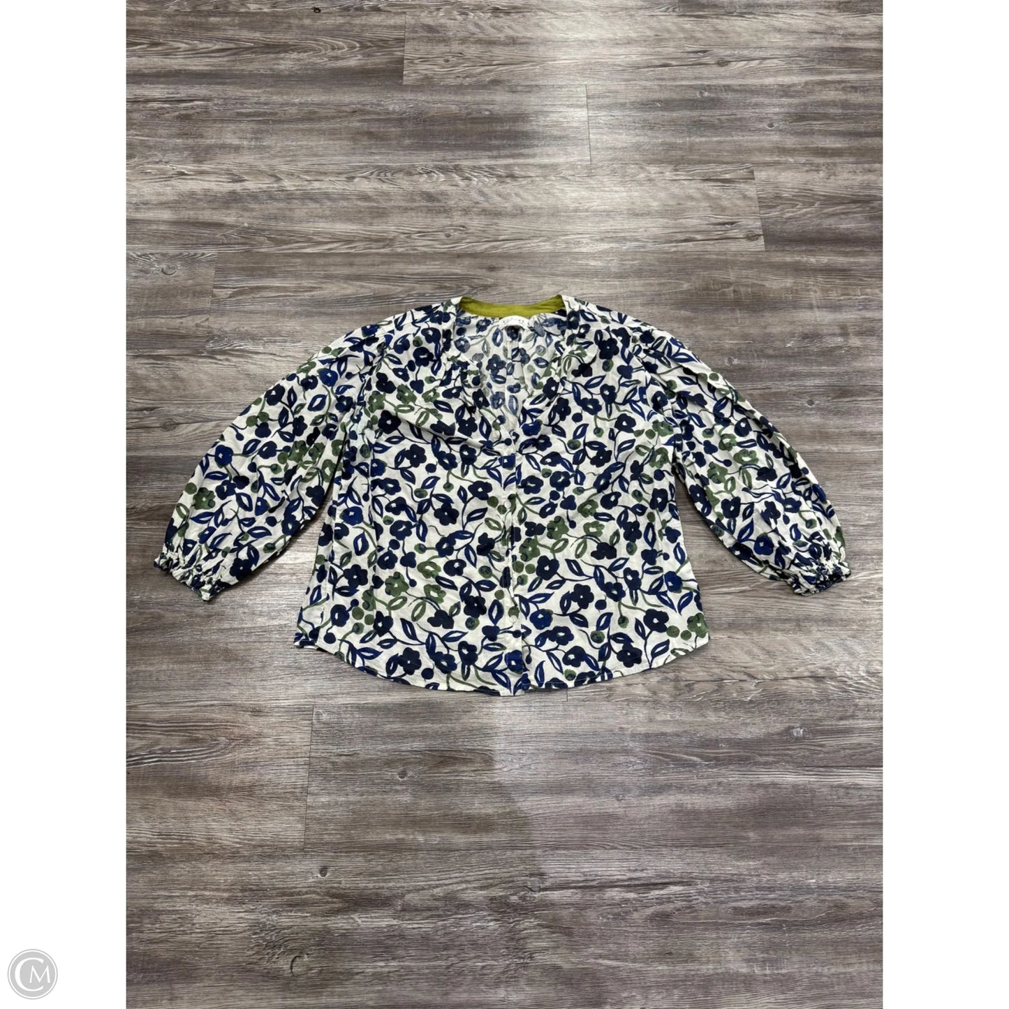 Top Long Sleeve By Velvet By Graham & Spencer In Blue & Green, Size: M