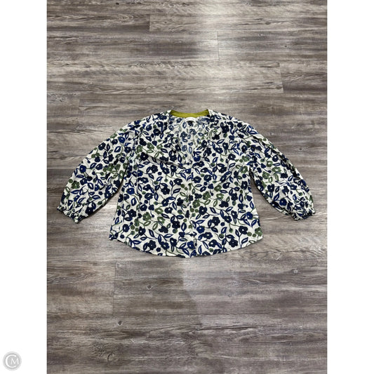 Top Long Sleeve By Velvet By Graham & Spencer In Blue & Green, Size: M