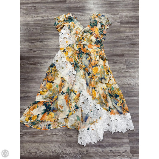Dress Party Midi By Anthropologie In Floral Print, Size: 18