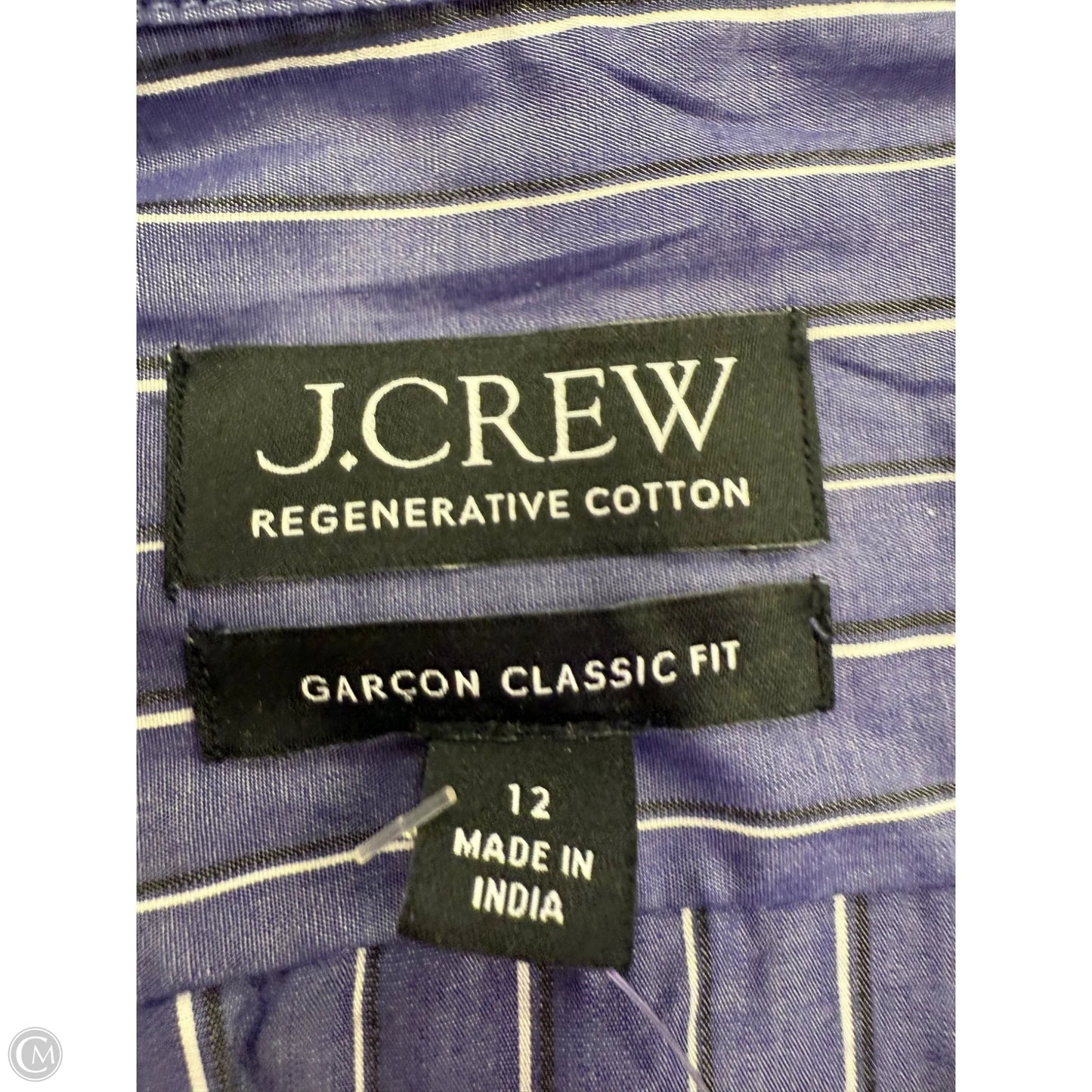 Top Long Sleeve By J. Crew In Blue & Cream, Size: L