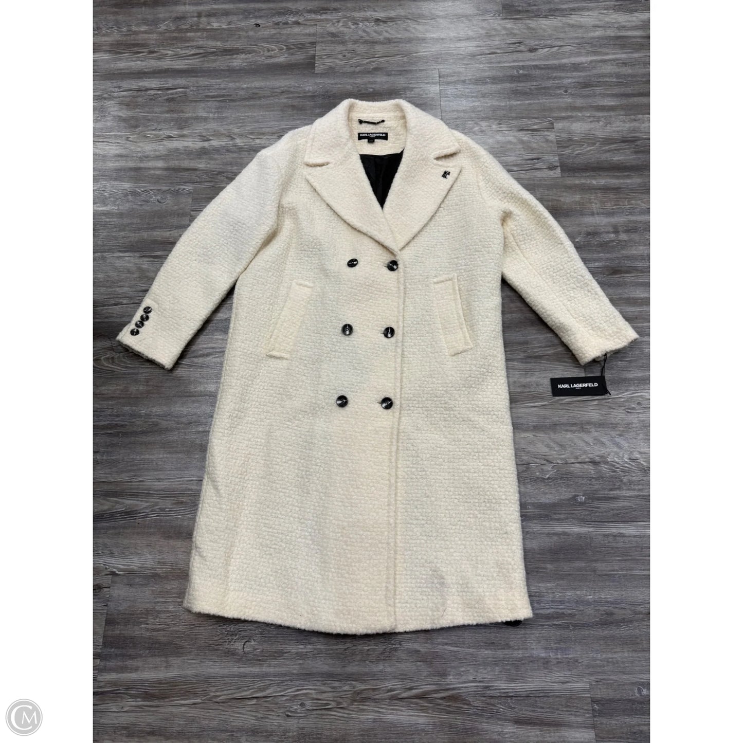 Coat Designer By Karl Lagerfeld In Cream, Size: L