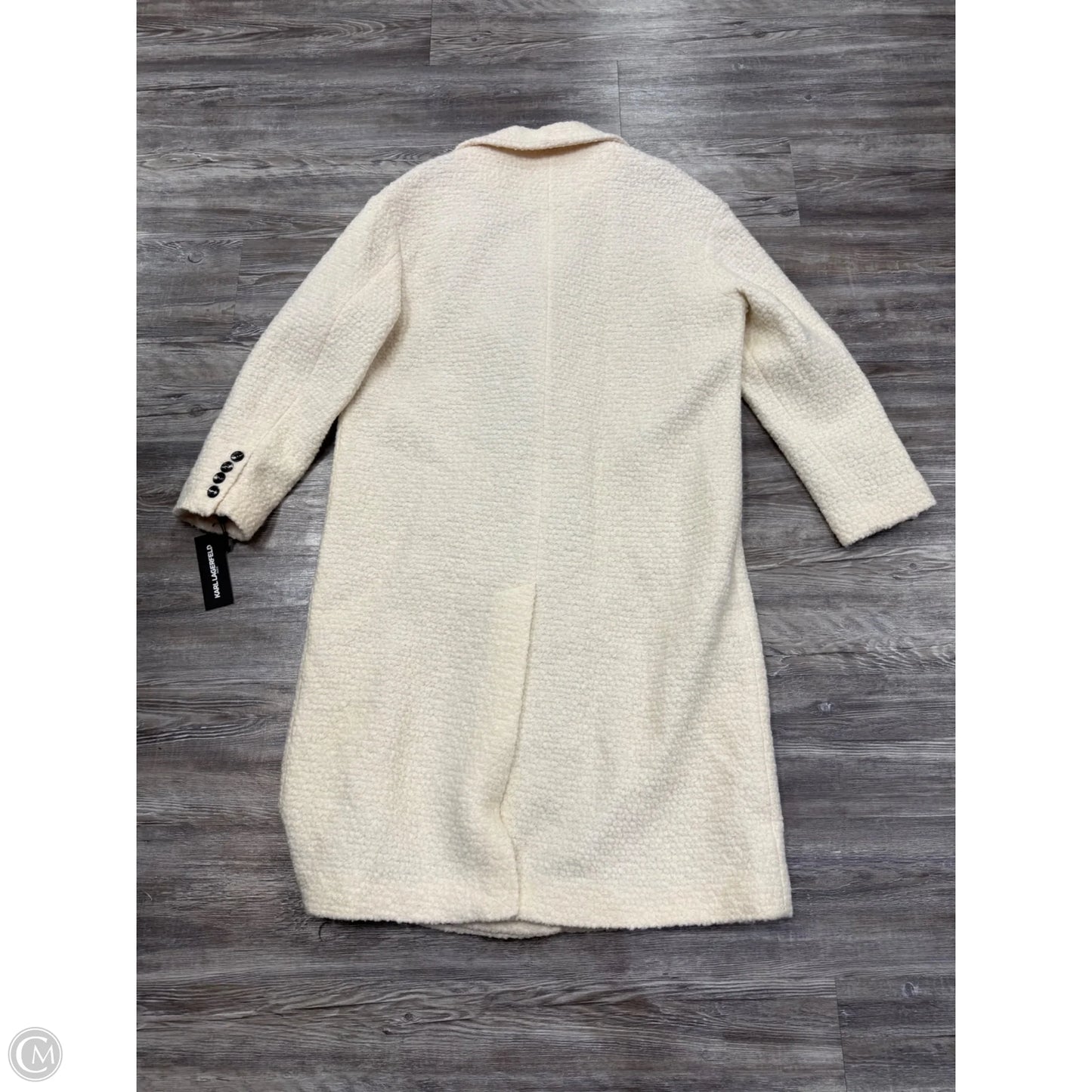 Coat Designer By Karl Lagerfeld In Cream, Size: L
