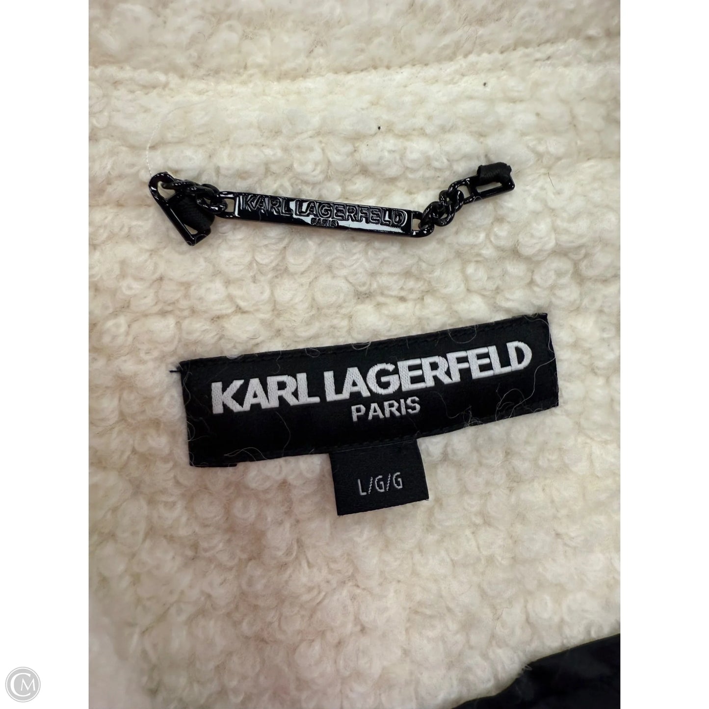 Coat Designer By Karl Lagerfeld In Cream, Size: L