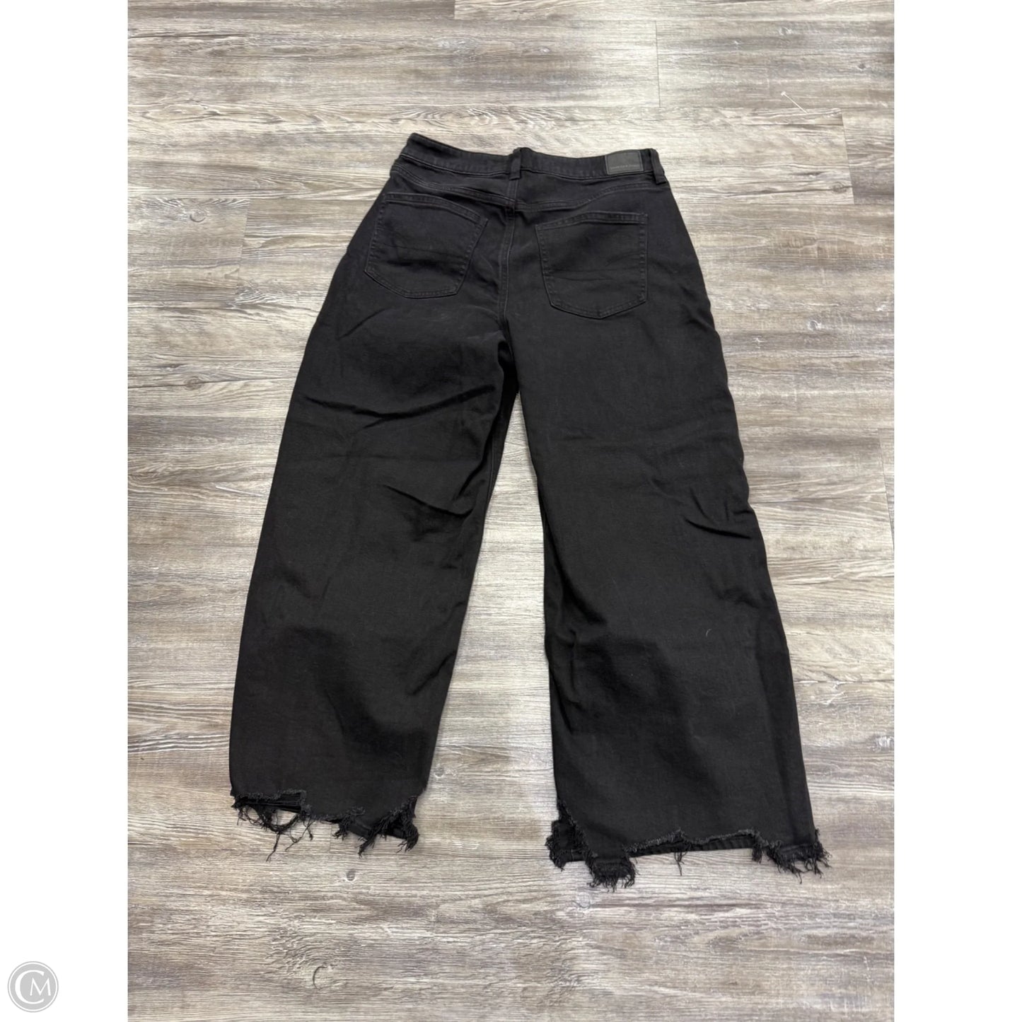 Jeans Wide Leg By American Eagle In Black Denim, Size: 10