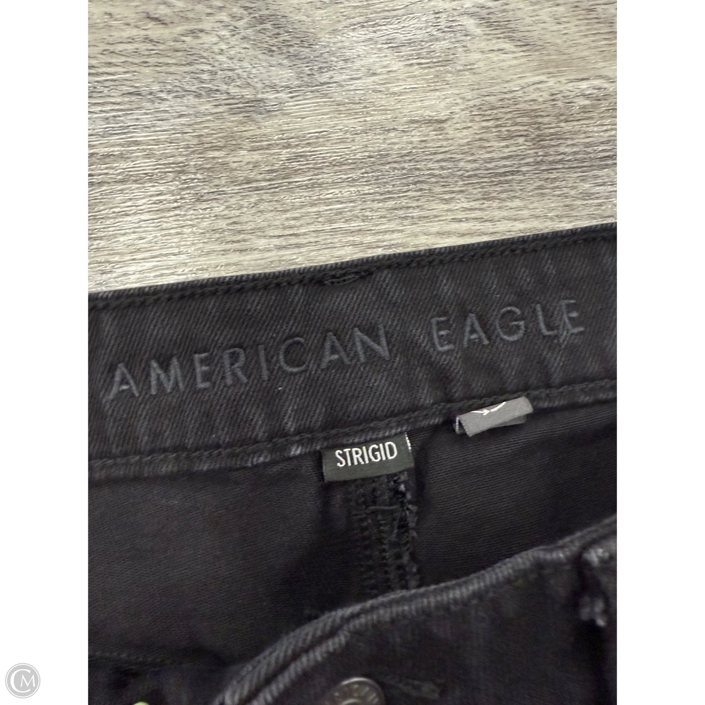 Jeans Wide Leg By American Eagle In Black Denim, Size: 10
