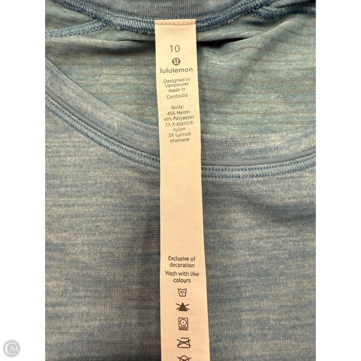 Athletic Top Short Sleeve By Lululemon In Blue, Size: 10