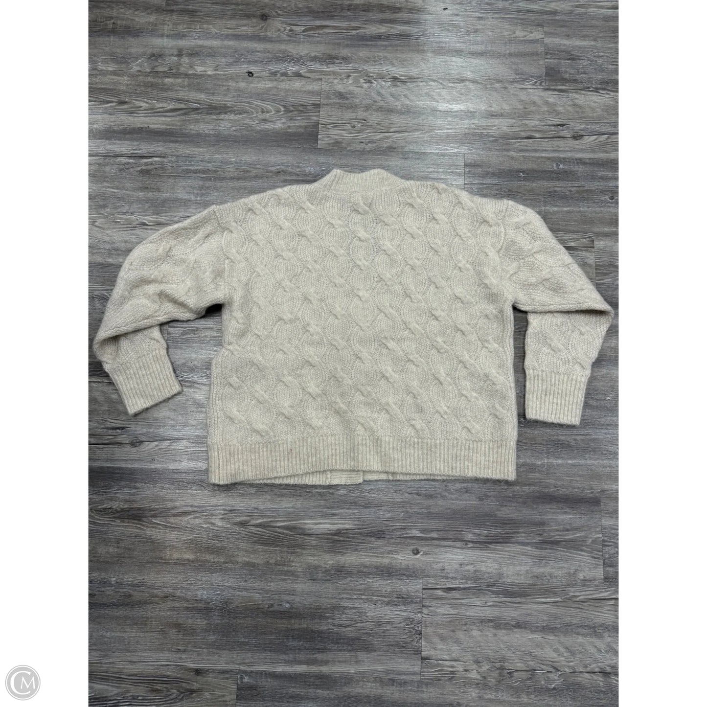 Sweater Cardigan By Talbots In Tan & White, Size: M