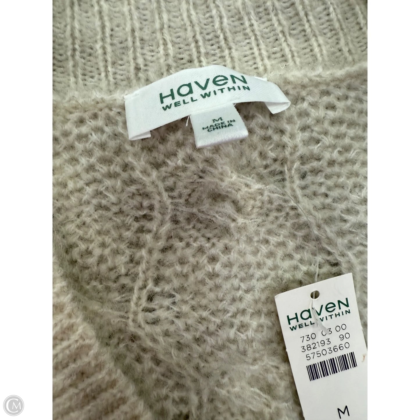 Sweater Cardigan By Talbots In Tan & White, Size: M