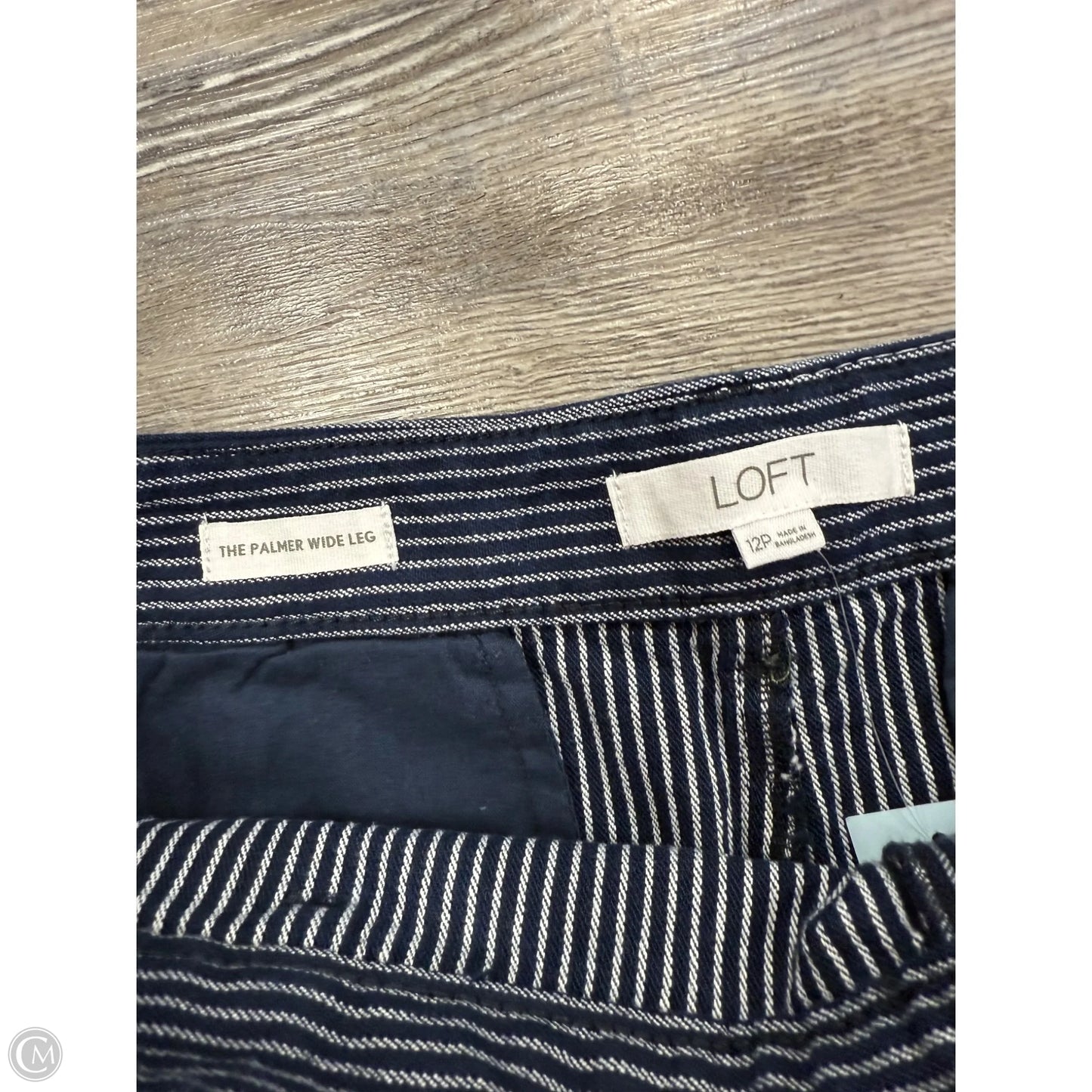 Pants Wide Leg By Loft In Blue & Cream, Size: 12p