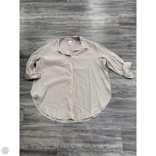 Top Long Sleeve By H&m In Brown & Cream, Size: Xxl
