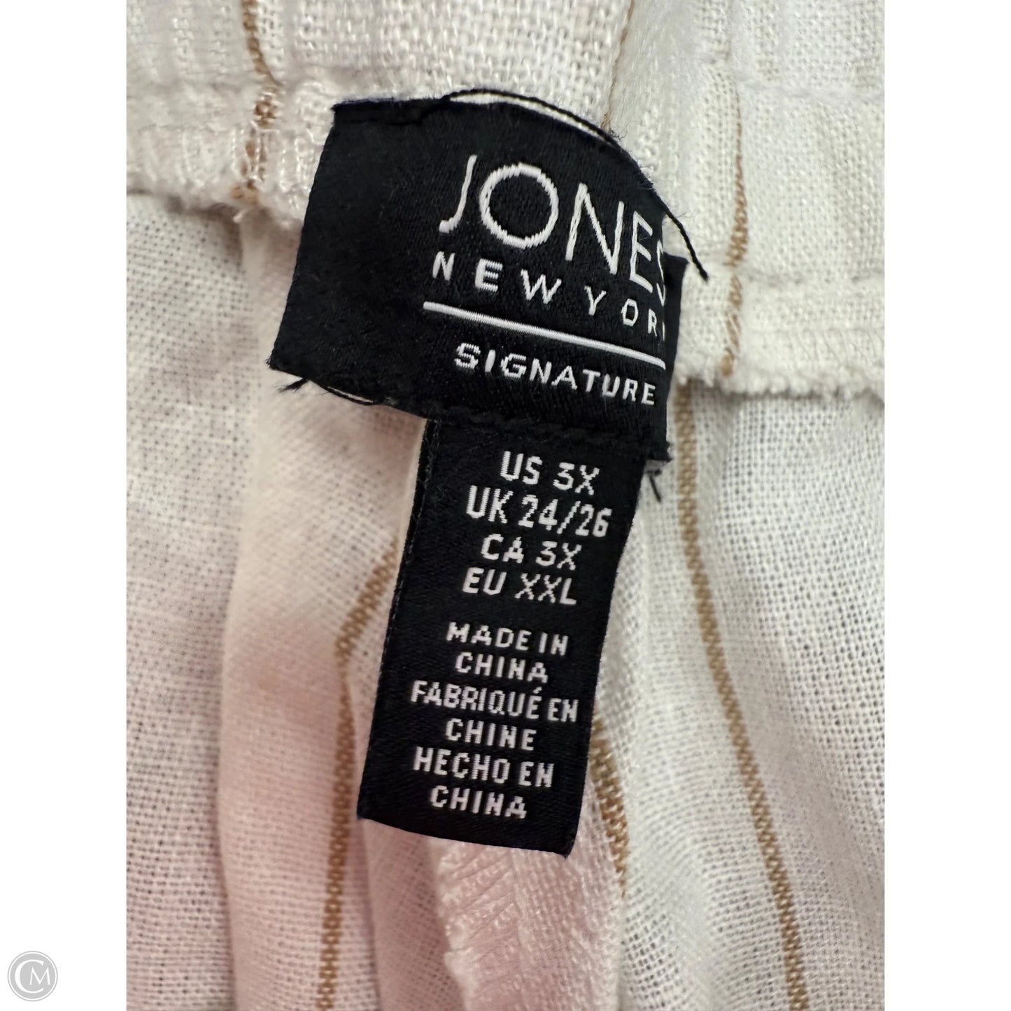 Pants Linen By Jones New York In Cream & Tan, Size: 3x