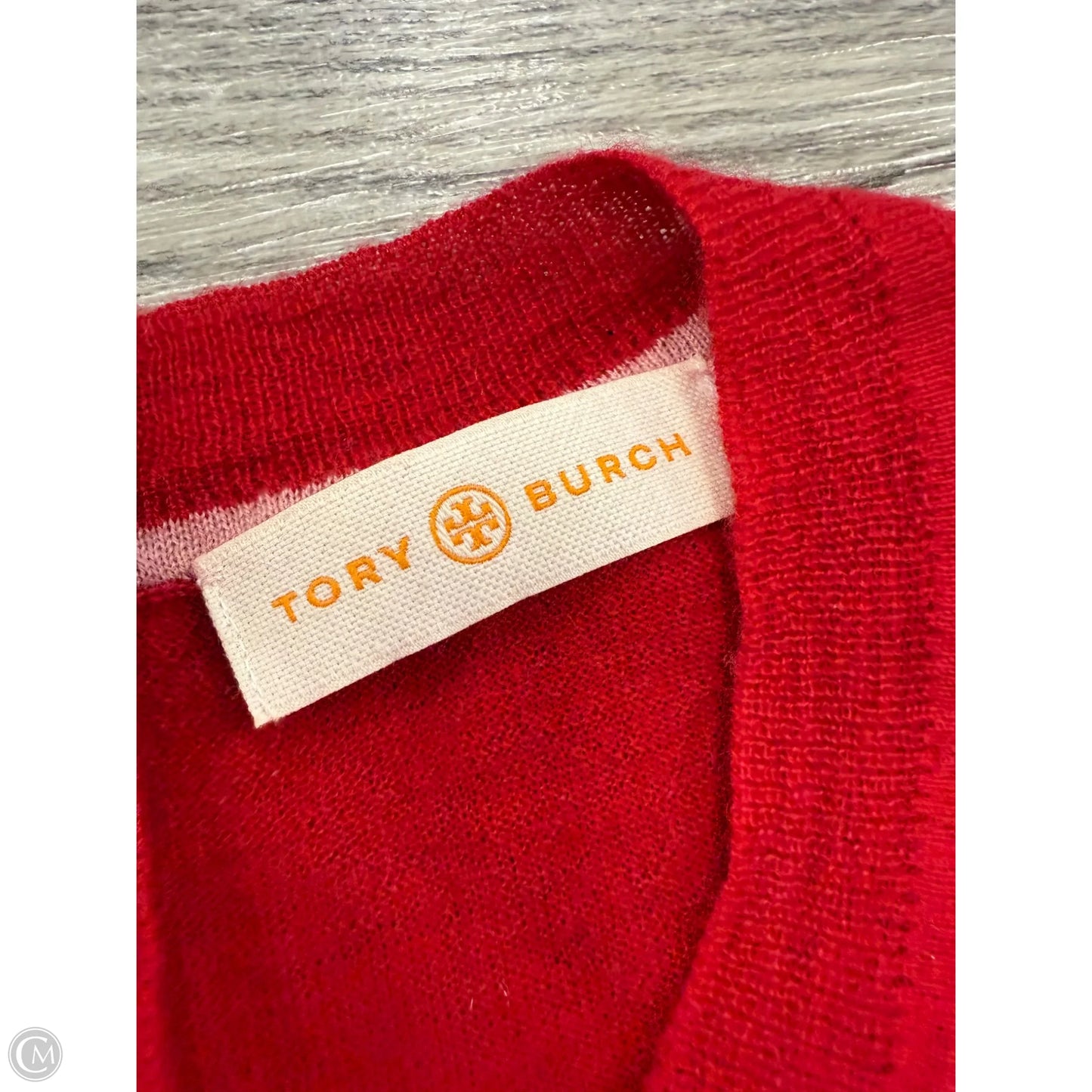 Sweater Designer By Tory Burch In Pink & Red, Size: M