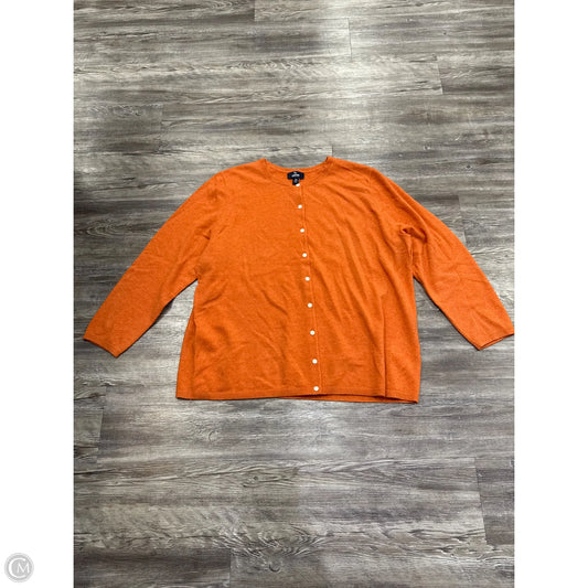 Sweater Cardigan Cashmere By Lands End In Orange, Size: 2x