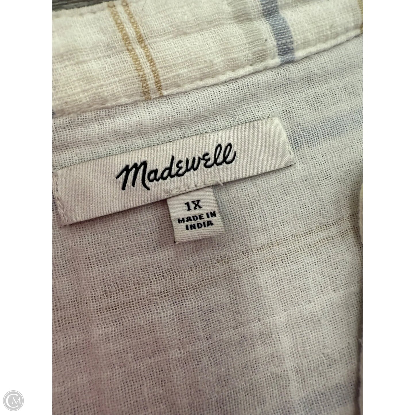 Top Short Sleeve By Madewell In Plaid Pattern, Size: 1x