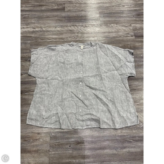 Top Short Sleeve By Eileen Fisher In Black & Cream, Size: 2x