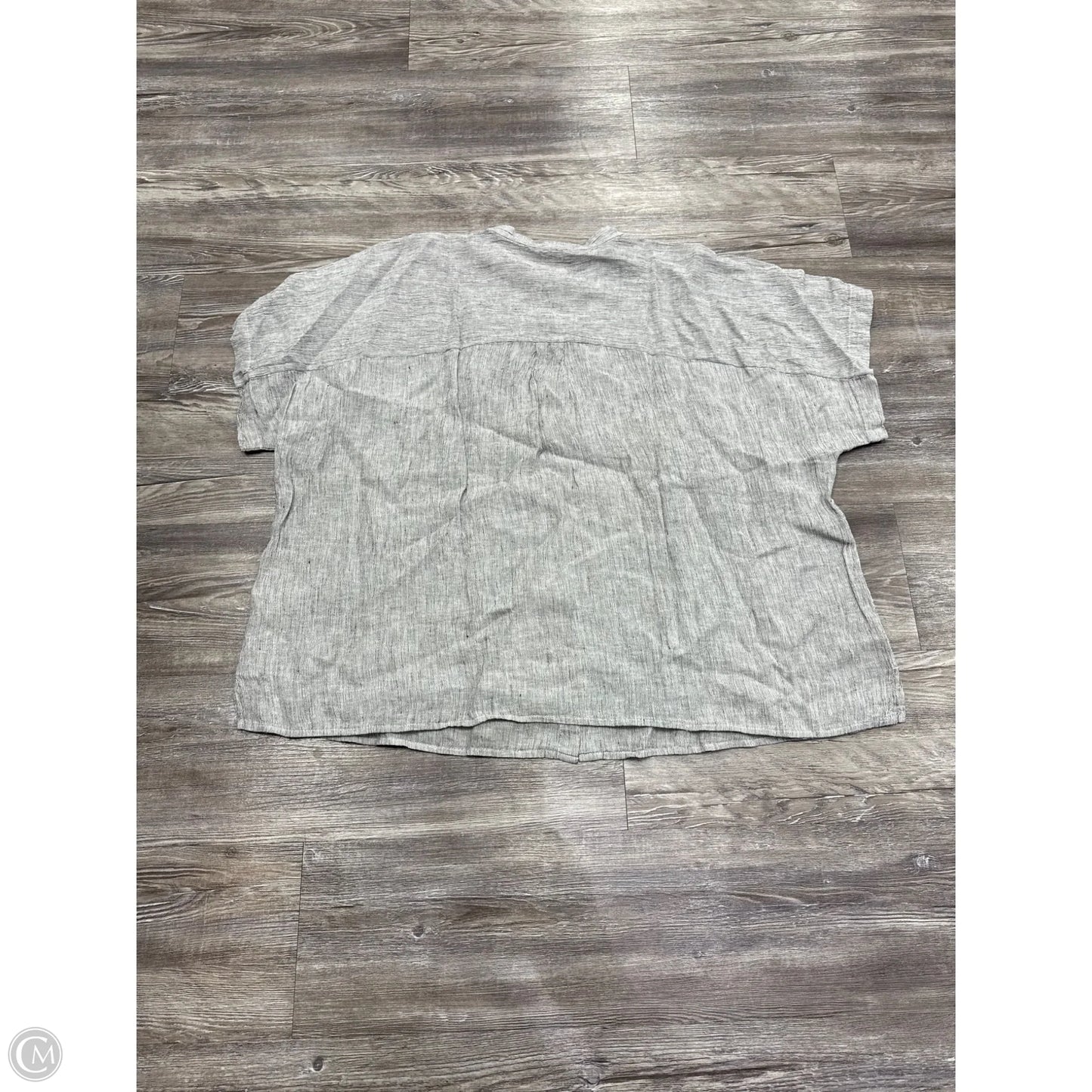 Top Short Sleeve By Eileen Fisher In Black & Cream, Size: 2x
