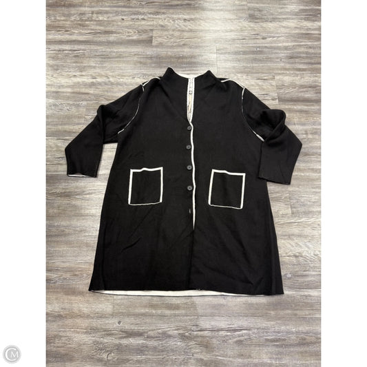Sweater Cardigan By Nic + Zoe In Black & Cream, Size: 2x