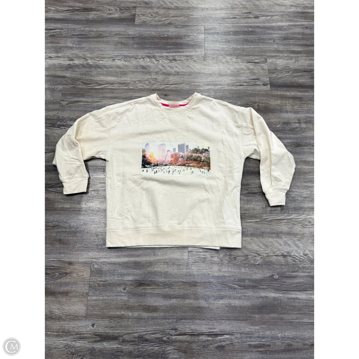 Sweatshirt Crewneck By Terez In Cream & Pink, Size: S