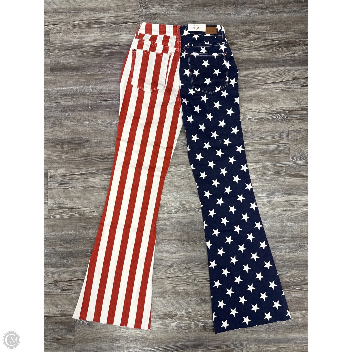 Jeans Flared By Judy Blue In Blue Red & White, Size: 2