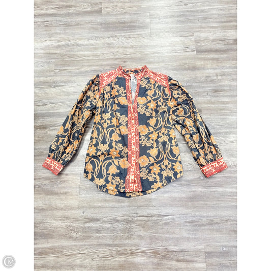 Top Long Sleeve By Free People In Blue & Red, Size: S