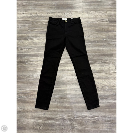 Jeans Skinny By Frame In Black Denim, Size: 4