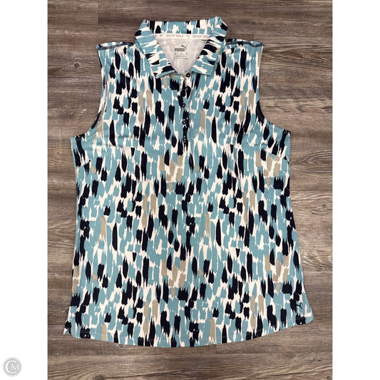 Athletic Tank Top By Puma In Blue & Grey, Size: M